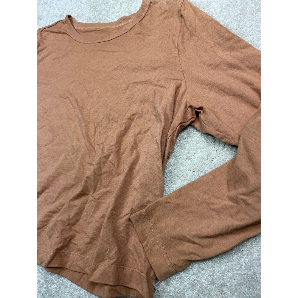 MOHNTON Women's Rust 1X Long Sleeve Crew Neck Cotton Blend Top Sustainable